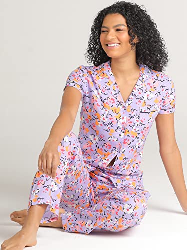 Image of Evolove Women's Polyester Half Sleeves Collared Night Suit Set /Top Pyjama Set Super Soft Comfortable (Nightsuit-Collar-HS-2)