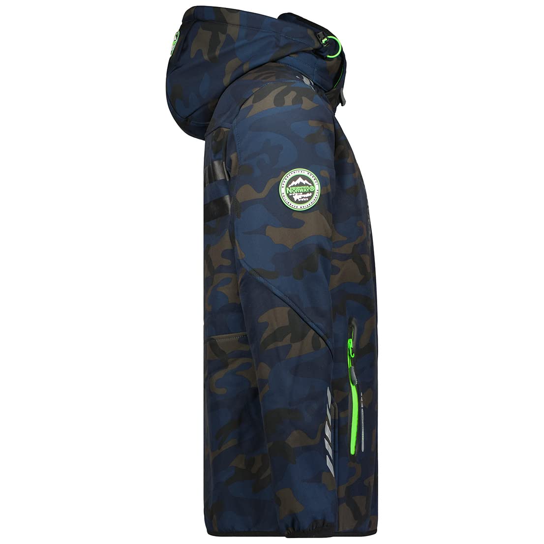 Geographical Norway River & Forrest - Giacca softshell funzionale da uomo, per attività all'aria aperta, traspirante, antivento, impermeabile River – Camo Navy/Verde S