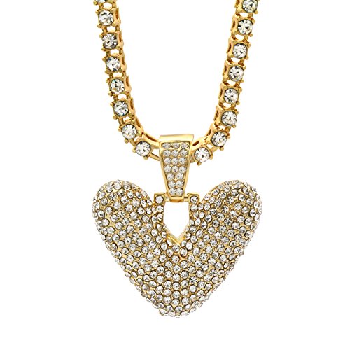 Collier lettre V hip hop ton or qui ne ternit pas avec chaîne confort 5mm