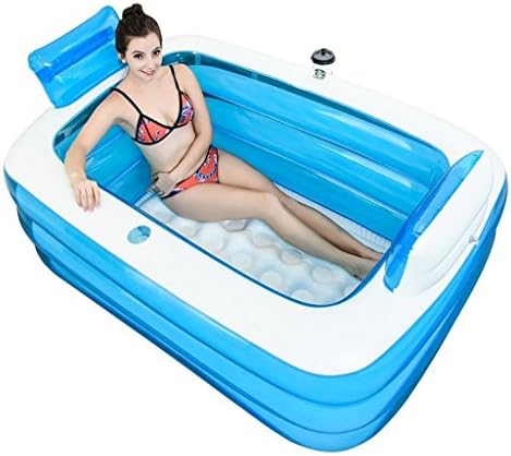 FFLSDR Comfort Soaking Bathtub Children Inflatable Pool Adult Portable Folding Inflatable Bathtub Bathroom Home Blue SPA