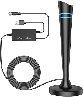 TV Antenna Indoor for smart TV, Digital Antenna for Smart TV with Local Channels, TV Antenna Long Range Reception with Amplifier Signal Booster, 360° Strong Reception, Supports 4K 1080p HD