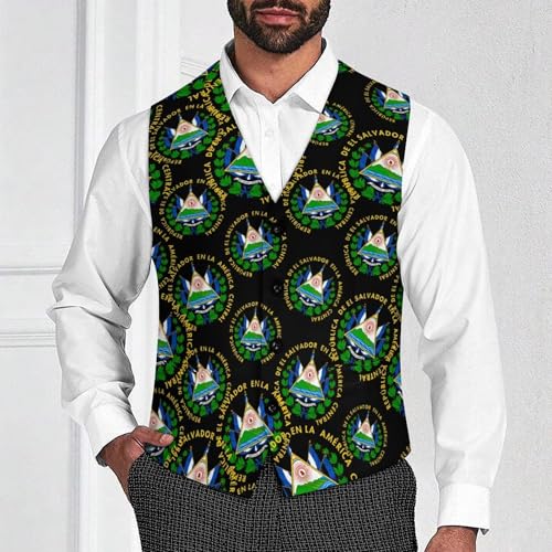 Coats of Arms of El Salvadors Suit Vest for Men Slim Fit Tuxedo Waistcoat Button Down V Neck Business Dress Coat4