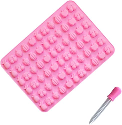 Hemoton Bandeja de postre 2 piezas de silicona de chocolate con 32 cavidades en forma de frutas, caramelos para hornear, bandejas de cubitos de