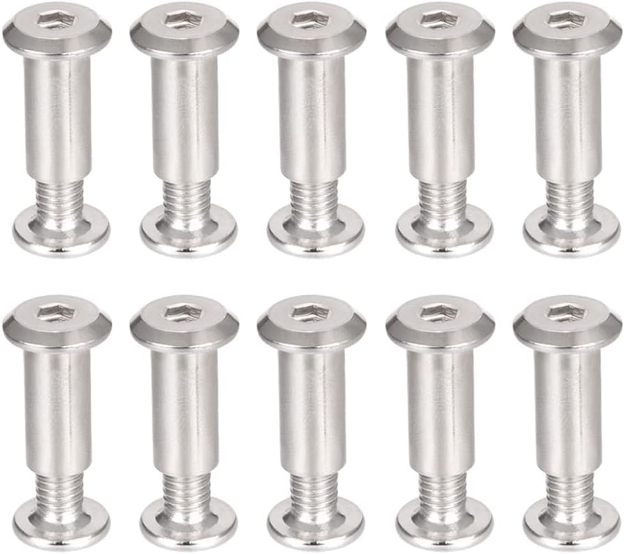 TA-VIGOR 10 Sets Furniture Connecting Screws Bolts, M6 x 12mm Binding Screws Posts Belt Buckle Binding Bolts