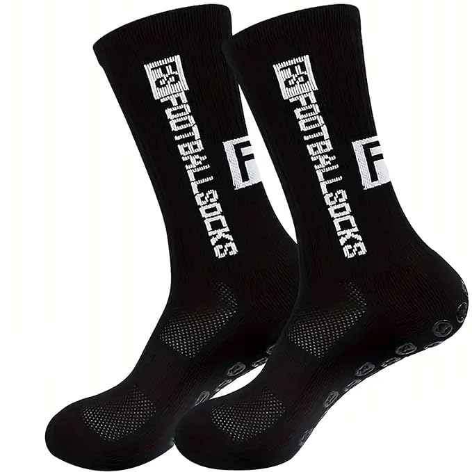 Hi-tech athletic grip socks for men & women | crew length anti-sl...