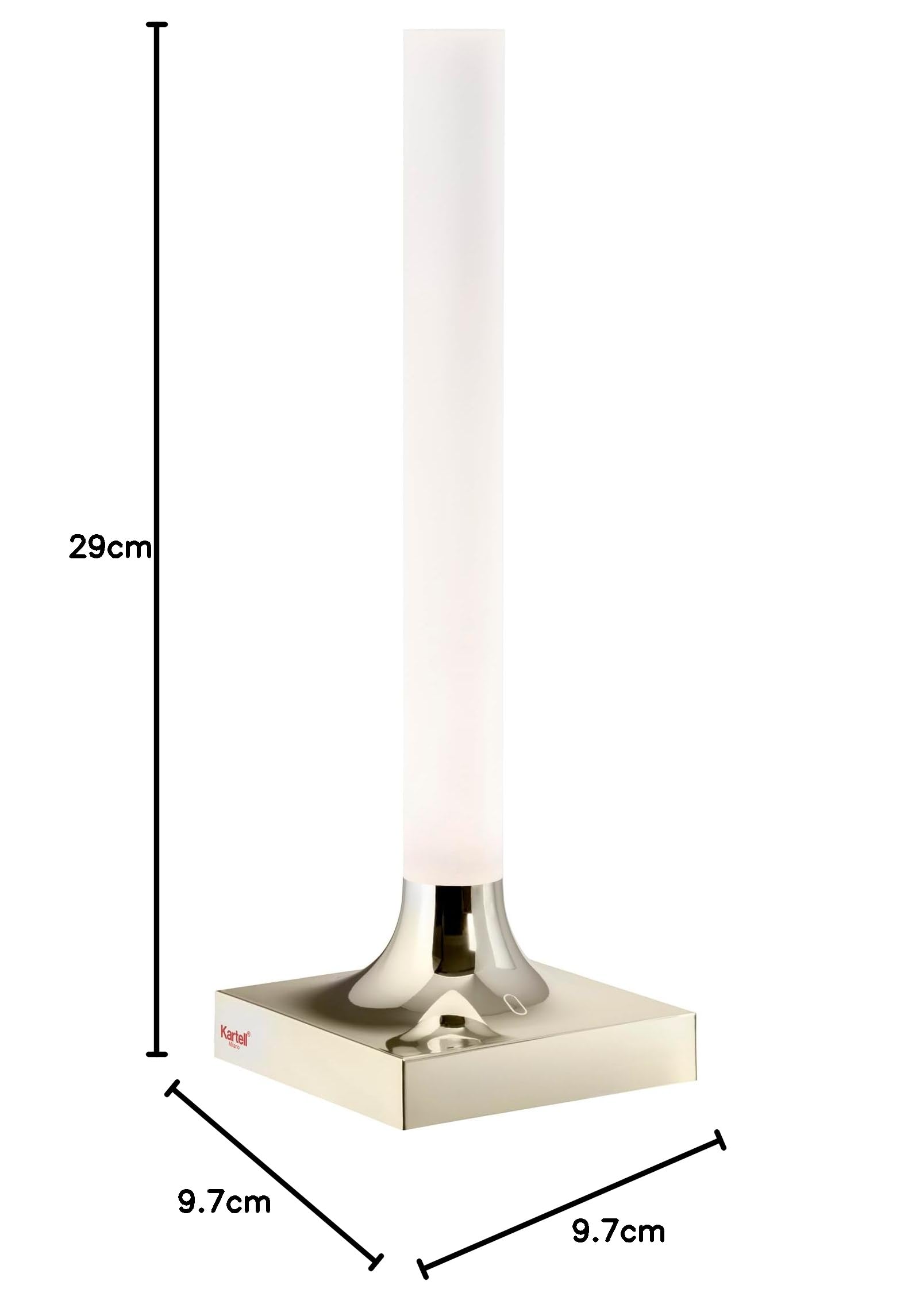 Kartell Goodnight, Batteriebetriebene Tischleuchte, Dimmbare, H 29 cm, Champagner Glänzend