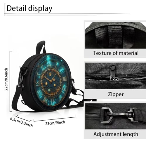 Image of Women Novelty Round Clock Shape Zippered Clock Purses for Women Tote Handbag Shoulder Bag, Gift for Mom Girlfriend