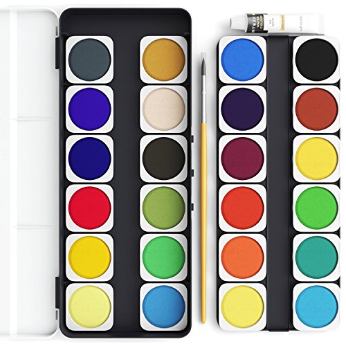 Arteza Kids Premium Watercolor Paint Set, 25 Vibrant Color Cakes, Includes Paint Brush (Set Of 25), Art Supplies For Watercolor Painting, For Kids And Adults #TOP1