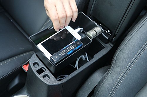 FMtoppeak Black Car Armrest Storage Box for Jeep Renegade 2015-2018 1pcs