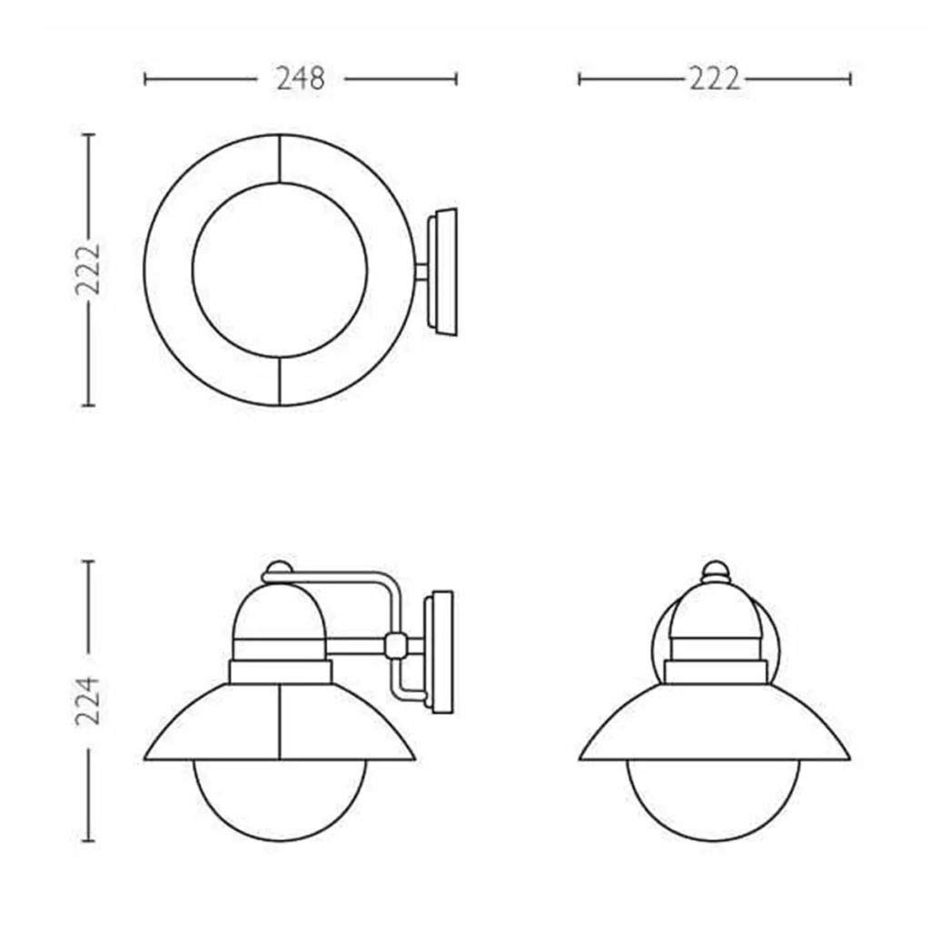 PHILIPS Hoverfly Aplique de Pared Exterior, IP44 Resistente a la Intemperie, Duradero, Aluminio, Diseño Clásico, Negro, Bombilla E27 Se Vende Por Separado