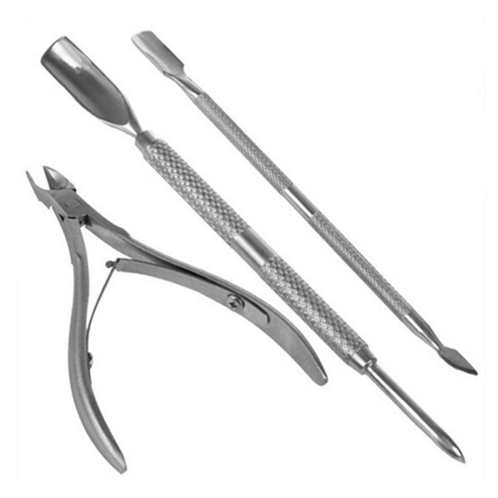 Spingi cuticole in acciaio inox per rimuovere cuticole manicure e pedicure, strumento per unghie dei piedi