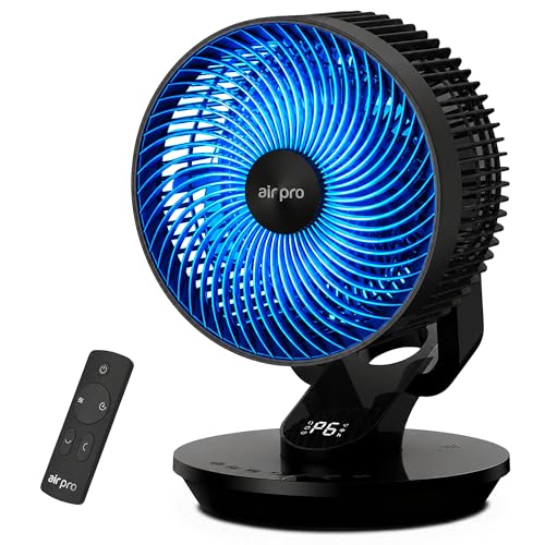 Air Pro 10 Desk Fan SmartVoice & Remote Control 3D Oscillation Fan 12 HR Timer Quiet Copper Motor Air Cooling & Circulator Table Fan - Small Fan with 6 Speeds Mini Desktop Fan Office Home Bedroom