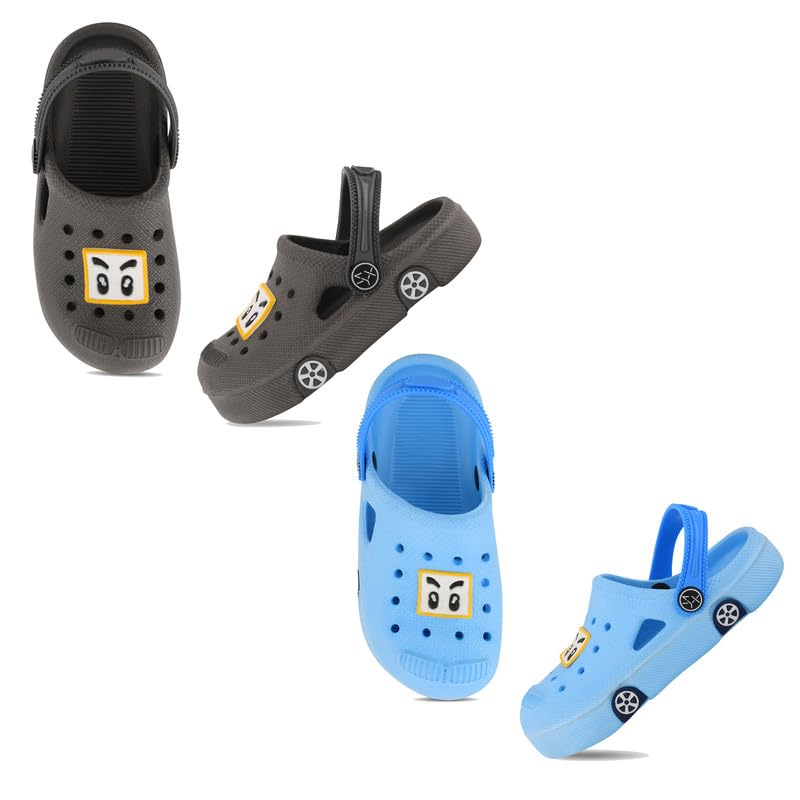 Image of SMARTOTS Pack of 2 Car Design Kids Clogs for Daily Use, Kids Eva Sandals for Boys and Girls with Adjustable Sling Back Strap