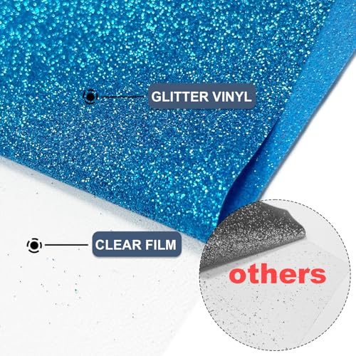 Image of Sky Blue Glitter Heat Transfer Vinyl 12 inch x 8 ft HTV for Shirts, Glitter HTV Iron on for All Cutter Machine - Easy to Cut & Weed for Heat Vinyl Design (Sky Blue)