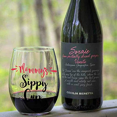 Agmdesign Mommy's Sippy Cup Wine Glass, Mother's Day Gift For Her, Mom, New Mom, Wife, Valentines Day Gifts For Mom, Pregnant Mom Gifts, Funny Birthday Gifts For Mom From Daughter, Son #TOP3