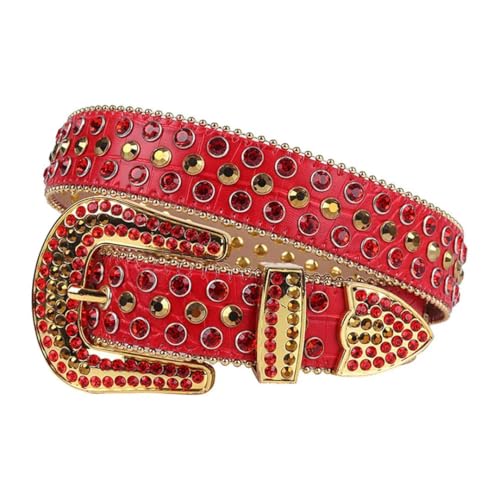 Men's Western Cowboy Crystal Studded Belts Women Designer Rhinestone Leather Waist Belt
