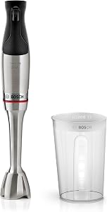 Bosch Stabmixer ErgoMaster Serie 6, mit Mixbecher, 4 Edelstahlklingen, verschleißfreie Keramikkupplung, langlebig, Luftkühlung, leistungsstark, 1200W, MSM6M810