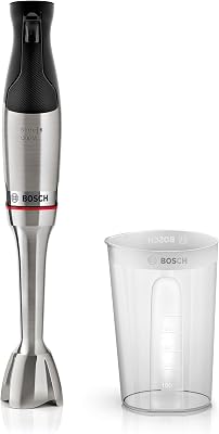 Bosch Stabmixer ErgoMaster Serie 6, mit Mixbecher, 4 Edelstahlklingen, verschleißfreie Keramikkupplung, langlebig, Luftkühlung, leistungsstark, 1200W, MSM6M810
