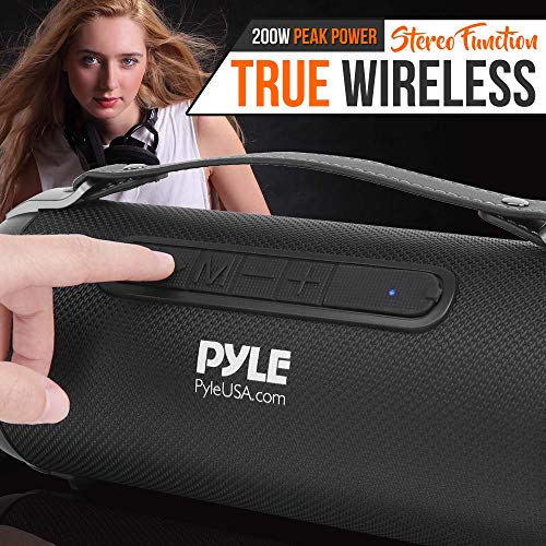 Pyle Wireless Portable Bluetooth Boombox Speaker - 200 Watt Rechargeable Boom Box Speaker Portable Music Barrel Loud Stereo System With Aux Input, Mp3/Usb/Sd Port, Fm Radio, 4" Tweeter - Pbmspg1Bk #TOP1