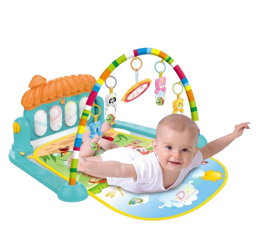 ADKD Baby Toys Multi Functional Musical Keyboard Mat Piano Baby Mat Gym & Fitness Rack For 0 To 24 Month Age Baby (Pink),1 Count
