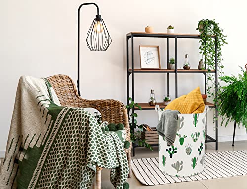 Image of Laundry Basket Kids laundry hamper Cactus Hamper Toy Storage Bin Organizer for Boys and Girls Cactus Room Decor(Green and Gray)