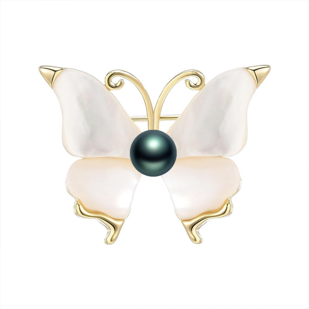 Black Tahiti Pearl Brooch Broches Jewelry For Women Fashion Christmas Gifts Wife Mom Girlfriend, Anniversary Birthday Fine Jewelry Gifts for Her
