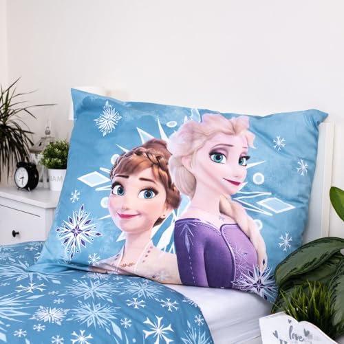 Juego de ropa de cama Disney Frozen con diseño de Anna y Elsa de La Reina de Hielo, funda de almohada y edredón 135/140x200 - imagen 4