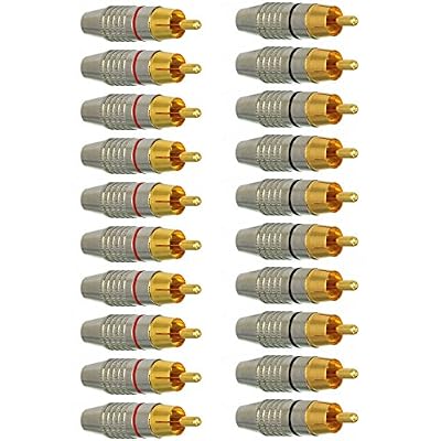 CESS RCA Plug Solder Gold Audio Video Adapter Cable Connector (20 Pack)