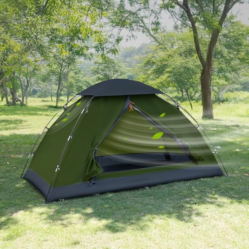 Night Cat Zelt für 1 Person Camping: Wasserdicht Rucksackzelte für 1 Mann Einfache Einrichtung Leichtgewichtig Wanderungen im Hinterhof