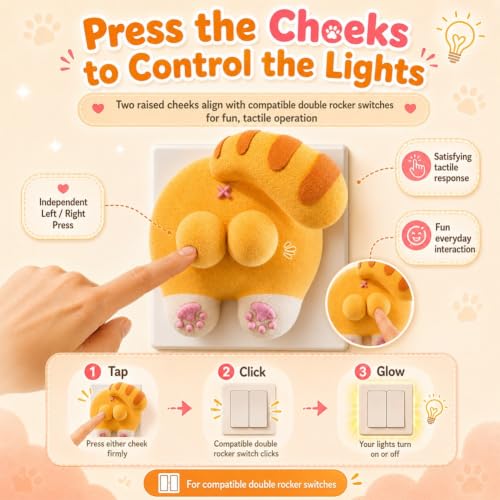 Accesorios de interruptor de gato tridimensionales para dormitorios infantiles alegres 5