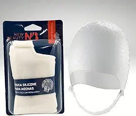 Touca Silicone Mechas Luzes Reflexo Branca Profissional Cabeleireiro Reutilizável Com Regulagem