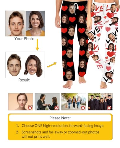 Custom Face Pajama Pants with Photo for Men Women Personalized Pj Bottoms with Pictures Customized Christmas Gifts3