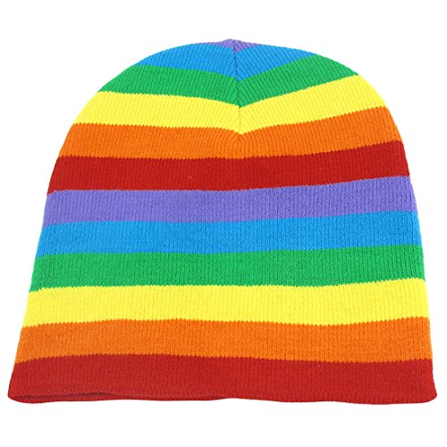 Sourcingmap Unisex Rain Color Stretchy Hand Knit Warm Beanie Snowboarding Winter Hat Cap