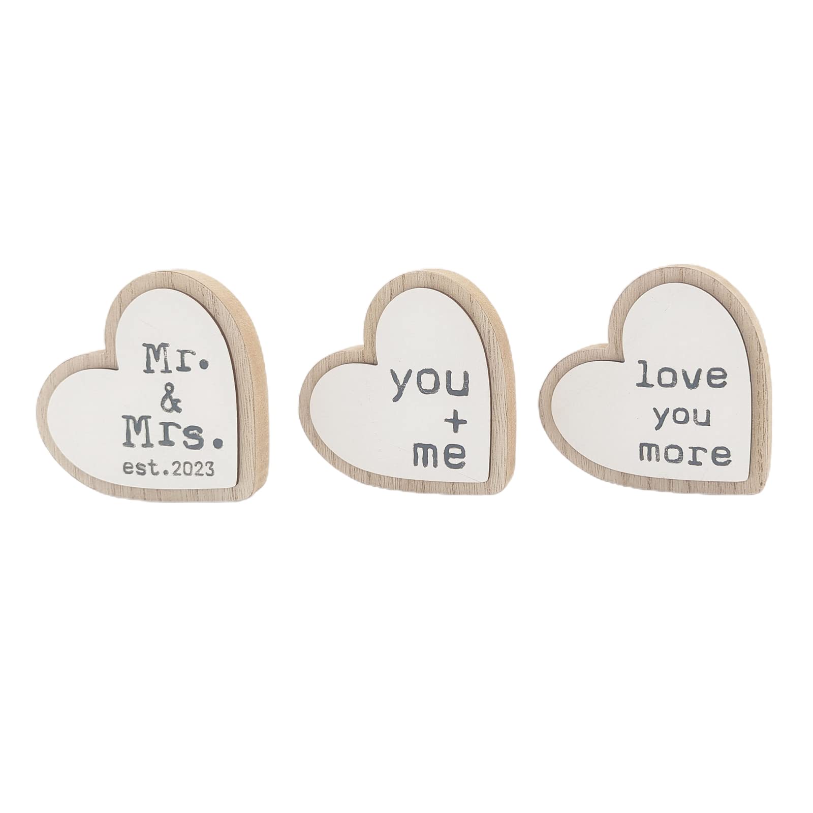 Buxuaaaa Shape Wood Ornaments Standing Table Decorations Wedding Ornaments Wood Small Sweetheart Table Decorations Mr and Mrs Signs