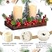 Cinnvoice Christmas Centerpiece Arrangement Set Rustic Wood Tray with LED Candles Artificial Christmas Floral Picks and Pine Cones in Wooden Box Tiered Tray Decor with Red Berries Mini Christmas Tree