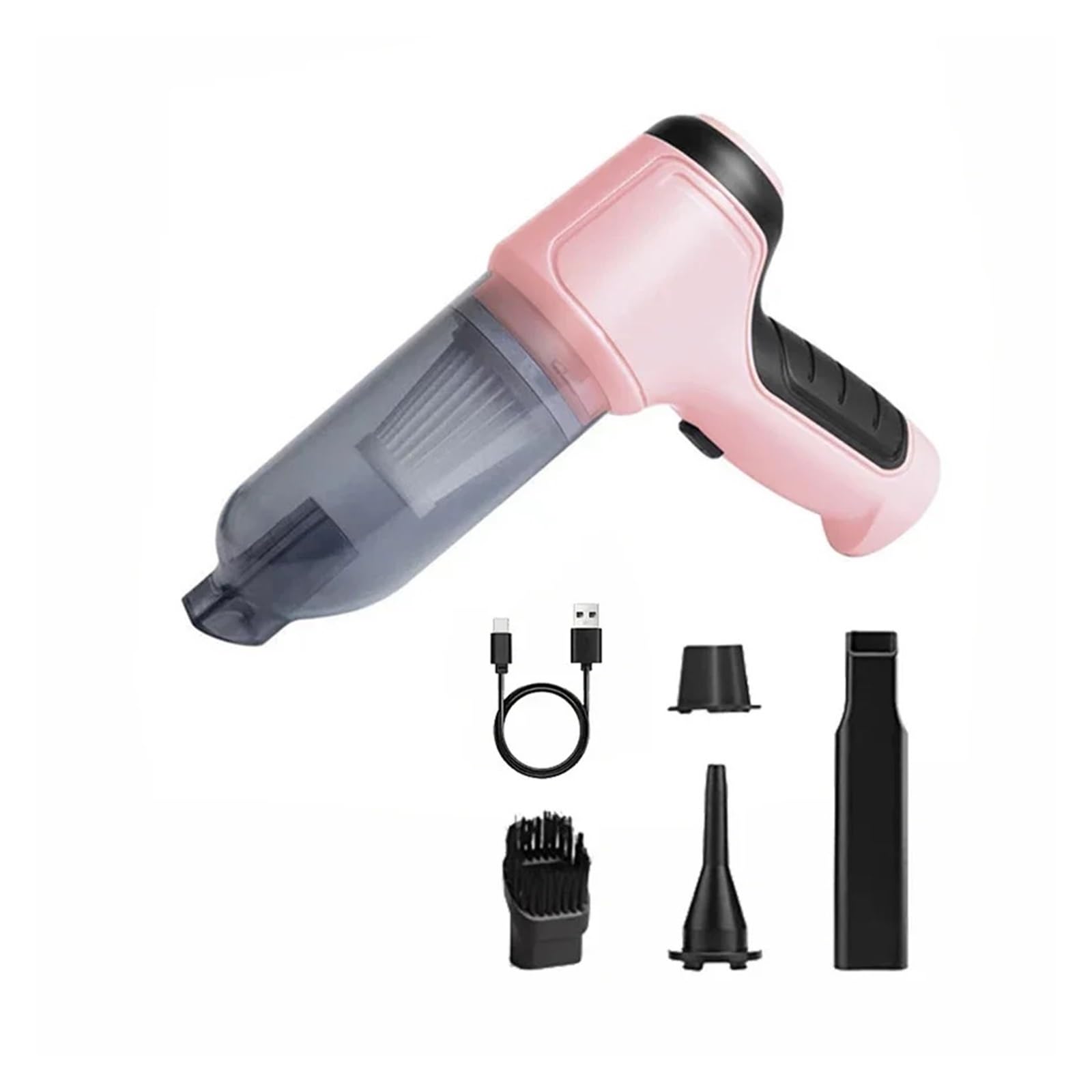 Aspirador De Coche Rosa 95000PA, Limpiador Portátil Inalámbrico Mano For Electrodomésticos, Máquina Limpieza Potente Limpieza Fácil Rápida Diversos Escenarios(95000PA Set 1)