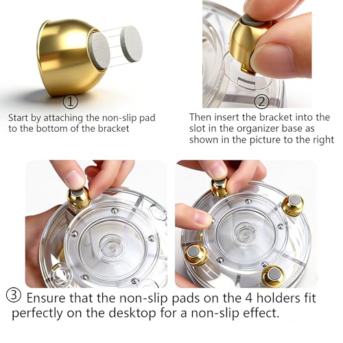 Image of GOTOBA Pen Holder for Desk, 6 Slots 360 Degree Rotating Desk Organizers - Pencil Pen Organizers for Desk - Pencil Holder for Desk - Pencil Cup Pot for Office School Home Art Supply (Transparent)
