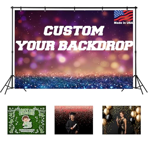 Custom Backdrop Personalized 8x6 Ft Customized Photo Backdrop Banner with Picture Logo Personalized Background for Photography Gift for Birthday Baby Shower Christmas Decorations Made in USA