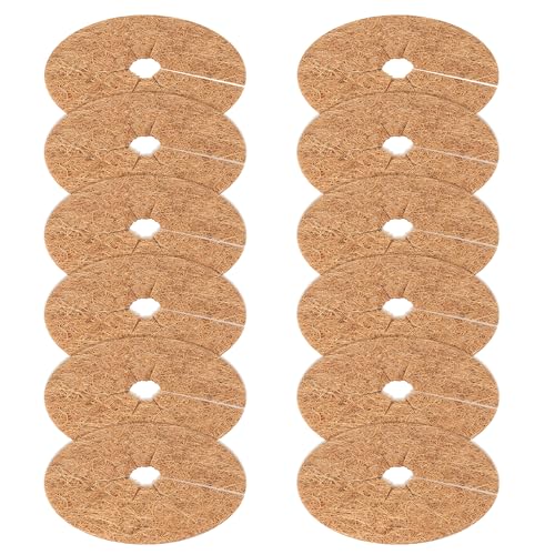 YiliYa 12 pièces Tapis de Coco Plantes, 20cm Disque de Protection Plante, Tapis de Noix de Coco Disque paillis Pot Tapis de Protection des Plantes, Anneau...
