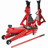 SUV 3 Ton Floor Jack with 3 Ton Jack Stands Heavy Duty Set Large SUV Truck Lift Torin Brand