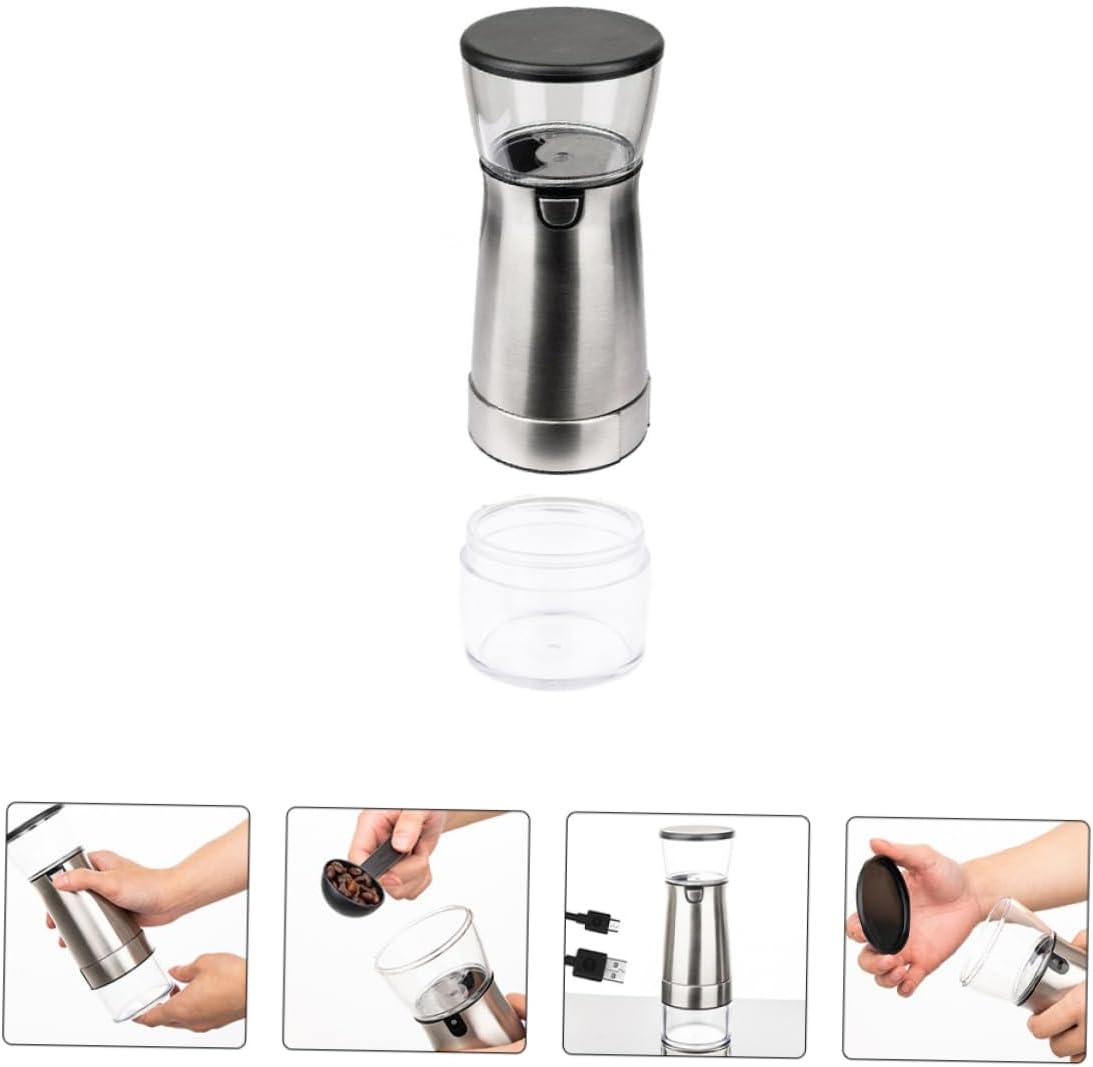 HEALLILY Ceramic Core Bean Multifunctional Household Electric Coffee Grinder Stainless Steel Portable Burr Coffee Grinder Odorless Healthy Non-slip Mat Easy to Use Large Capacity