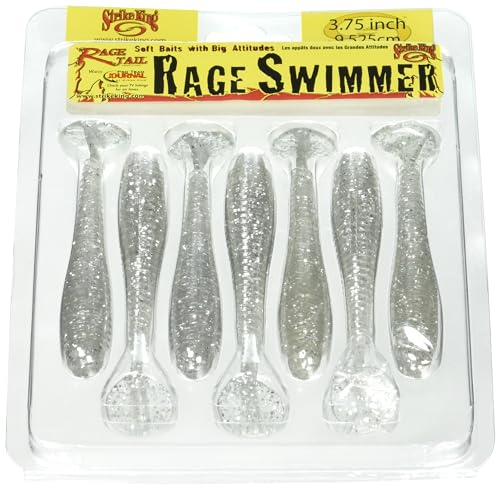Strike King Rage Swimmer Fishing Lure Soft Plastic Paddletail Minnow Sleek Nose Cone Softly Ribbed Body Thin Tail