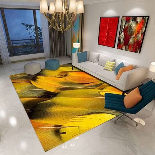 Grand tapis jaune plume 140x200 cm pour revêtement de sol de salon et chambre