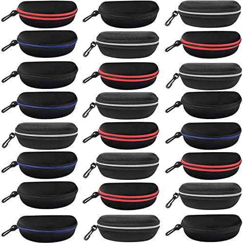 24 Pack Hard Shell Sunglasses Case Zipper Eyeglasses Case Glasses Case Unisex Protective Travel Sunglass Organizer With Portable Clip For Men And Women #TOP23