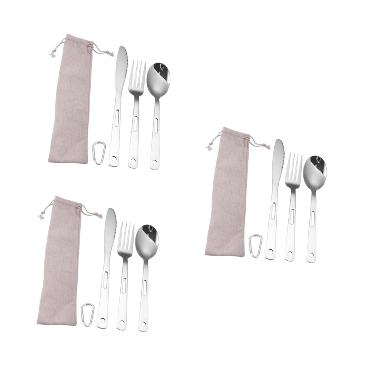 BESPORTBLE 3 Ensembles Ensemble de vaisselle portable pour camping et pique- organisateur d'argenterie porte-couverts couverts couteau bivouac couverts portables couverts de table titane