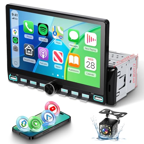 Radio auto 7’’ Single Din con CarPlay y Android Auto miniatura 1
