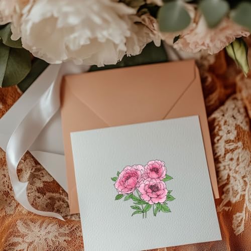 GLOBLELAND Pfingstrosen Bouquet Cling Stamps 22x18 cm Frühling Blumen Haftstempel Pflanze EVA Gummi Stempel Für Die Kartengestaltung Fotoalbum Papierbasteldekor DIY Scrapbooking