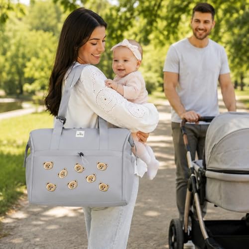 Image of Winnies Baby Bag for Mother Travel /Diaper Bag for New Born Baby with Light Weight and Portable Design | Tote Hospital Bag for Mom Sling Backpack Lugguage Maternity Handbags (Grey)