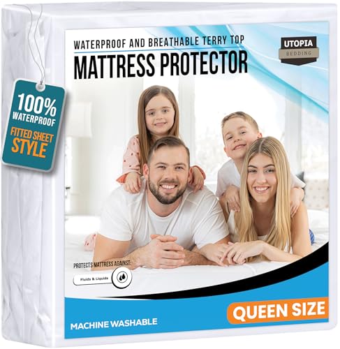 Queen Size Mattress Protector Waterproof, Premium 200 GSM Terry...