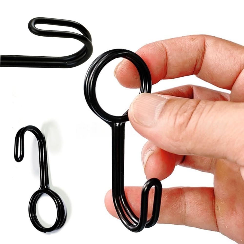 12 ganchos en espiral negros con ojal, gancho expansor para carga universal, para remolques, lonas, barcos, motocicletas y bicicletas, diámetro interior 25 mm